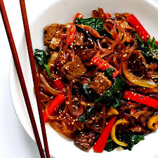 Japchae Korean Noodle Stir Fry Gimme Some Oven Recipe Korean Noodles Recipes Stuffed Peppers