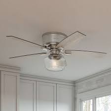 A flush mount fan is directly anchored to the ceiling so that the base is flushed against the ceiling. Hunter Fan 52 Bennett 5 Blade Flush Mount Ceiling Fan With Remote Control And Light Kit Included Reviews Wayfair