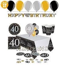 Festefeiern Komplettes Party Set Zum 40 Geburtstag 47 Teile Gold Schwarz Silber Geburtstags Deko 40 Happy Birthday Geburtstag Happy Birthday Luftballons