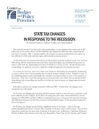 State Tax Changes In Response To The Recession Center On Budget And Policy Priorities