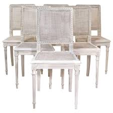 Set Of Six Painted French Louis Xvi Style Dining Chairs With Cane Back And Seat Dining Chairs Upholstery Fabric For Chairs Chairs For Small Spaces