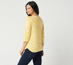 Jackets, active wear, maternity, dresses, jeans, pants, shirts Denim Co Printed 3 4 Sleeve V Neck Top Qvc Com