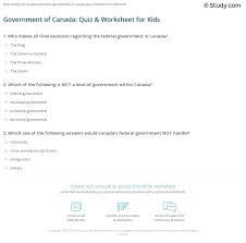 Among these were the spu. Government Of Canada Quiz Worksheet For Kids Study Com