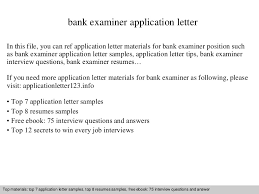 bank examiner application letter