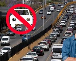 Imagen de señalización hoy no circula tráfico ciudad México