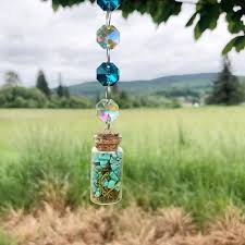 Terrarium Sun Catcher Turquoise Stones Moss Apothecary Jar Etsy Projets A Essayer