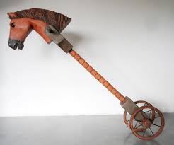 Rare Tall Antique French Rolling Horse Stick Horse Hobby Hand Carved Wooden Toy Stick Horses Antique Toys Wooden Toys