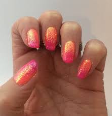 Ombre Orange And Pink Gelish With A Sprinkle Of Lecente Glitter By The Beautiful Nails Company Pink Glitter Nails Dark Pink Nails Pink Ombre Nails Bright pink ombre french nail extra long stiletto false nails gradient shimmer faux ongle uv gel glitter stiletto fake nails super sharp tip charmpagne black press on manicure tips shimmer fingernails custom.