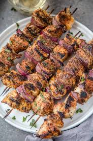 Grilled Chicken Kabobs With Citrus Marinade Vindulge Recipe Grilled Chicken Kabobs Chicken Kabobs Chicken Kabob Recipes