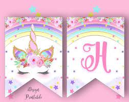 These banner images are designed as 8.5 x 11 printables. Rainbow Unicorn Birthday Banner Printable Unicorn A Z Letter Etsy In 2021 Printable Birthday Banner Rainbow Unicorn Birthday Birthday Banner Free Printable