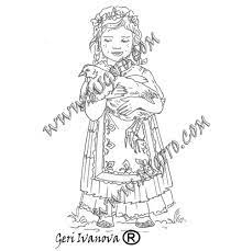 Печат на момиче в народна носия 2, Ръчно изработени картички - 1898