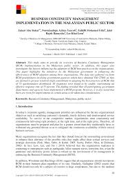 Pdf Business Continuity Management Implementation In The Malaysian Public Sector