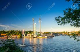 View this post on instagram a post. Djurgarden Island And Tivoli Carousel Amusement Attractions Grona Lund Luna Park With Green Forest And Blue Sky Background And Water Of Lake Malaren View From Skeppsholmen Island Stockholm Sweden Stock Photo Picture