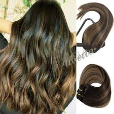 Experiment with color with no dye, no commitment and no damage. Amazon Com Ombre Clip In Human Hair Extensions Black To Chestnut Brown Highlight Dip Dyed Balayage Hair Full Head Silky Straight Soft Double Weft Thickened Extensions Clip In Hair 7 Pcs 120g