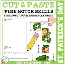 Finally, challenge students by having them practice cutting the lines with scissors. Cut And Paste Fine Motor Skills Worksheets St Patrick S Day Puzzles Digital Download