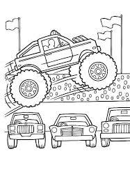 Monster Truck Monster Truck Jumps Over Cars Coloring Page Monster Truck Coloring Pages Truck Coloring Pages Coloring Books