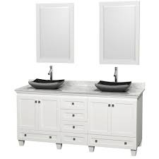 First one, they are great for conditions where two or more people have to use the bathroom vanity at the same time. Wyndham Wcv800072dwhcmgs1m24 72 In Double Bathroom Vanity In White White Carrera Marble Countertop Altair Black Granite Sinks And 24 In Mirrors