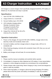 The best lipo charger will come in handy! G T Power A3 Instruction Pdf Download Manualslib