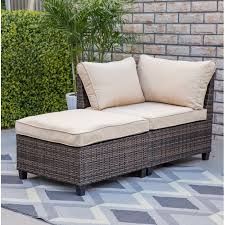 Bafford 2 Piece Corner Chair And Ottoman Corner Chair Lounge Chair Outdoor Wood Patio Chairs