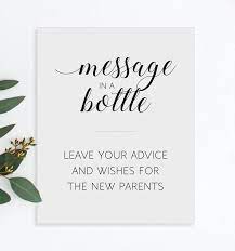 Message In A Bottle Printable Baby Shower Sign New Parents Etsy Baby Shower Messages Message In A Bottle New Parent Advice