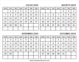 A celebração será também de ação. Calendario Julho E Outubro 2019 Para Imprimir Calendario Branco 2019 Visualizations