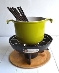Unused Vintage French Le Creuset Cast Iron Kiwi Green Fondue French Vintage Vintage Le Creuset Cast Iron