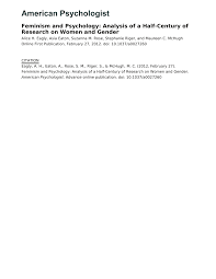 Pdf Feminism And Psychology Analysis Of A Half Century Of Research On Women And Gender