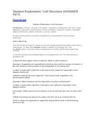 Worksheets are explorelearning student exploration cell structure answer, student exploration cell types, teacher guide gizmo cell division answer key ebook, cell structure exploration activities, student exploration. Student Exploration Cell Structure Answer Key Docx Student Exploration Cell Structure Answer Key Download Student Exploration Cell Structure Course Hero