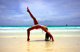 Beach Bikini Yoga Pose Vacation Yoga Yoga Flow Health And Wellness