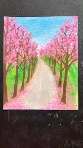  Beautiful Cherry Blossom Crayons Painting Video In 2020 Diy Canvas Art Painting Diy Art Painting Amazing Art Painting