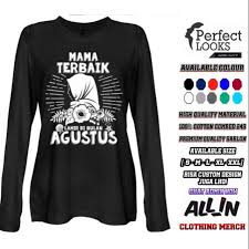 1.1 baju kemeja couple lengan panjang. Kaos Distro Wanita Mama Terbaik Lahir Di Bulan Agustus Wanita Hijab Desain Keren Baju Lengan Panjang