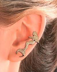 Sitting Mermaid Ear Cuff In Gold Vermeil Single Left Ear Etsy Ear Cuff Earings Ear Jewelry Ear Cuff