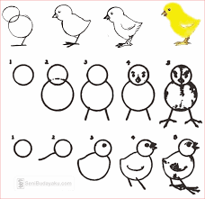 Cara menggambar seekor anak ayam dan seekor ayam jantan. 10 Cara Menggambar Ayam Dengan Mudah Tk Nu 01 Kendit