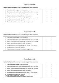Good Thesis Statements Thesis Statement Worksheet Thesis Statement Writing A Thesis Statement