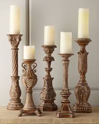 Five Tuscan Wash Candlesticks Tuscan Decorating Tuscany Decor Outdoor Candlesticks
