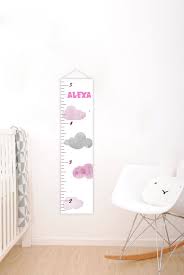 pink clouds personalised baby growth chart