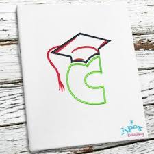 School Graduation Cap Embroidery Font You Get 3 Sizes 4 5 And 6 Embroidery Fonts Embroidery Graduation Cap