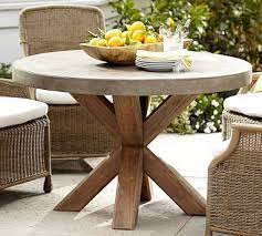 Abbott Round Faux Concrete Top Dining Table Potterybarn Outdoor Dining Furniture Dining Table Outdoor Tables And Chairs
