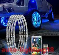 14" Double Sided RGB Led Wheel Ring Lights BT sync Remote Control Rim Tire Light