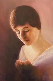 This is my grandmother Marjorie. The picture was painted sometime in the  late 1930's/early 1940's by a well-known artist of the day, John Rolston  Clarke. My grandmother was an elementary school teacher