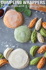Colourful Dumpling Wrappers 3 Ways Plain Spinach Gochujang El Mundo Eats Recipe Dumpling Wrappers Recipes Food