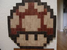 8 Bit Super Mario Bros In Wood Red Mushroom Geektyrant Nerd Decor Wood Crafts Nerd Crafts