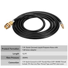 The inlet side is fitted with a type 250 male quick connector and. Wadeo 12 Ft Rv Propane Quick Connect Hose For Rv To Grill Lp Propane Quick Connect For Connecting 1 Lb Throwaway Bottle 1 Lb Portable Appliance Or 3 8 Female Flare To Rv