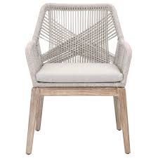 Orient Express Furniture Loom Taupe And White Flat Rope Natural Gray Mahogany Dining Arm Chair Set Of 2 T Dining Arm Chair Dining Chairs Wood Dining Chairs