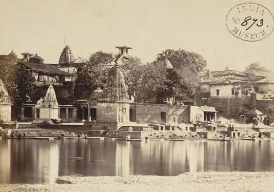 Rare - Ghats and temples on the River Sipra at Ujjain -1869 Photograph of the ghats and temples on the River Sipra at Ujjain, taken by George Edward Herne in 1869. Ujjain