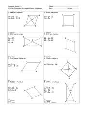 Polygons and quadrilaterals i can define, identify and illustrate the following terms: 14 12 Ws Parallelograms Rectangles Rhombi And Squares M Dia 24 3x M Iav 36 X X 11 Keit Is A Rhombus M Keh 50 M Eih 4x 8 Kh 3 He 4 X Ke 12 Turk Is A Course Hero