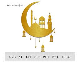 Download Crescent With Lantern And Mosque Ramadan Decoration Islamic Home Decor Digital Cut File Svg Dxf Png File By Esha Thehungryjpeg Com