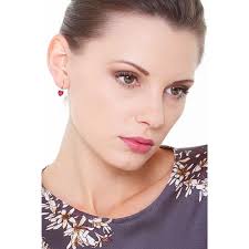 Orecchini in oro rosa 18k con rubini e diamanti