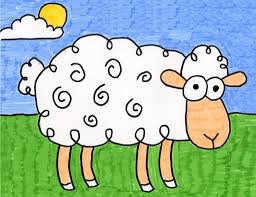 Looks like mixed media of paint was used in this piece. How To Draw A Sheep Art Projects For Kids