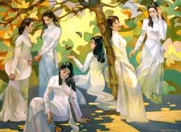 Image result for tranh ve ao dai vn